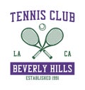 Beverly Hills, California tennis club t-shirt design. Tee shirt and apparel print
